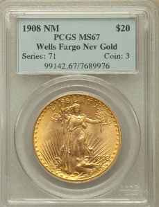 1908　セントゴーデンズ  20ドル金貨